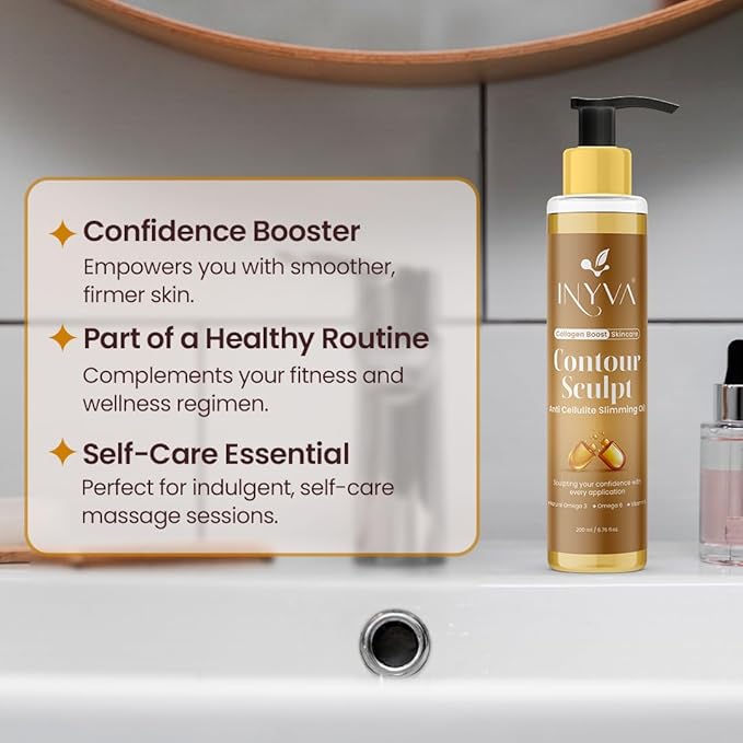 ContourSculpt Anti-Cellulite Slimming Massage Oil | with Natural Omega 3, 6 & Vitamin E | Hydrating & Nourishing | for All Skin Types - 6.7 Oz