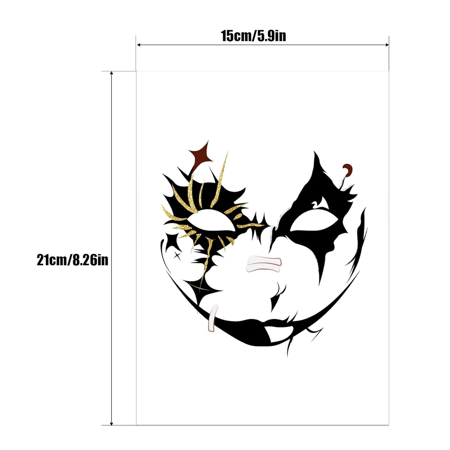 Halloween Black & Gold Glitter Face Tattoo, Face Temporary Tattoos Face Temporary Tattoo Sticker, Halloween Makeup Tattoo Stickers for Women, Men, Kids, Festival, Cosplay, Halloween 8Pcs