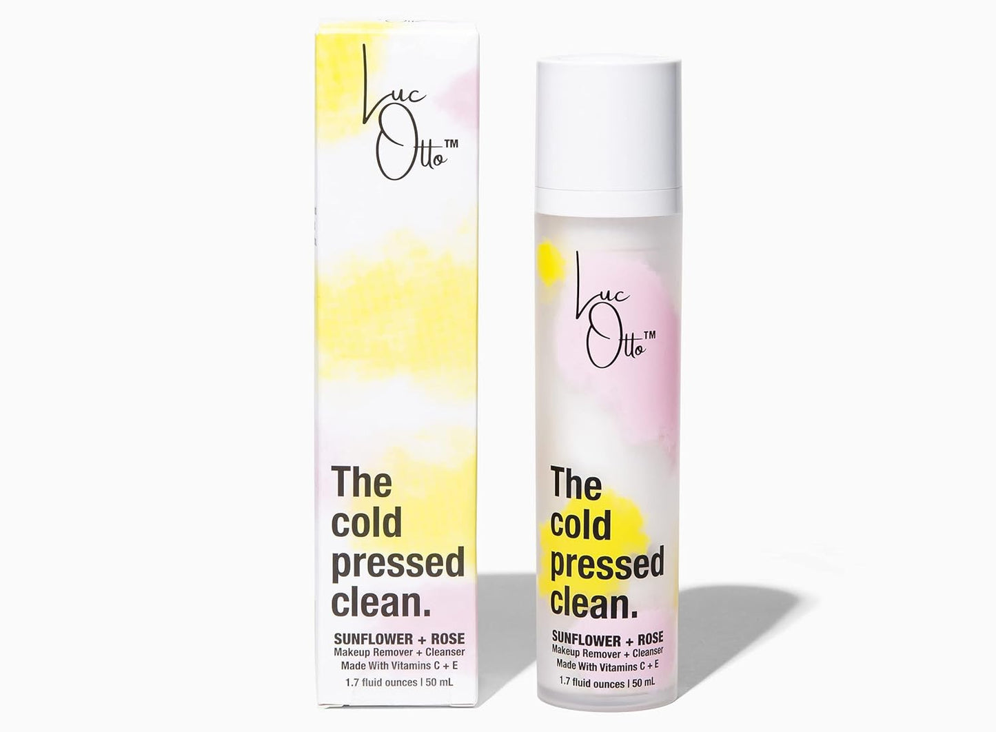 The Cold Pressed Clean Oil Cleanser for Softer Skin - Gentle Double Cleanse and Makeup Remover - Sunflower and Rose Oil with Vitamin C and Vitamin E