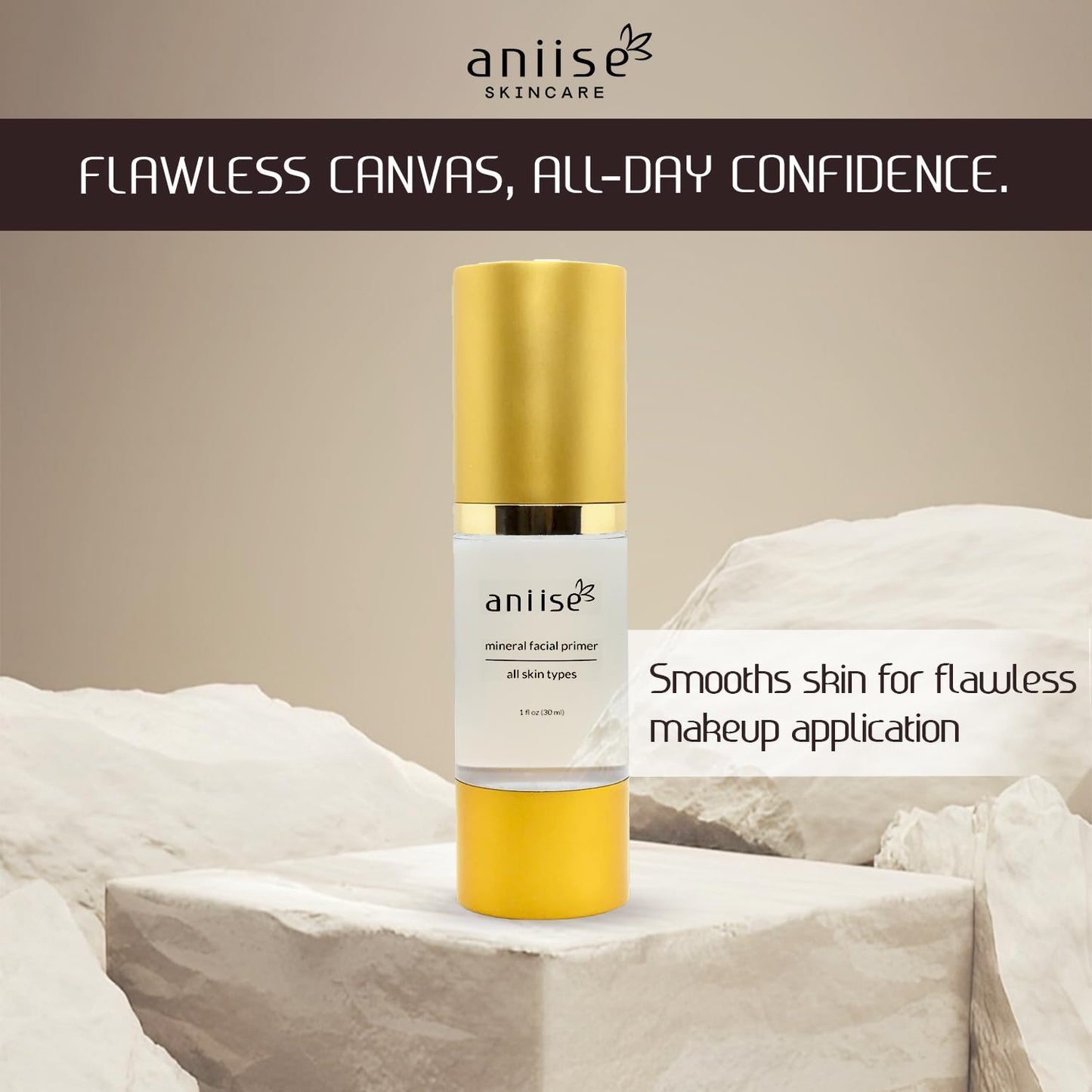 Mineral Makeup Facial Foundation Primer – Smooths Skin, Extends Makeup Wear, Controls Shine, Minimizes Pores & Fine Lines – For All Skin Types – Vegan, Paraben Free, Cruelty-Free – 1 fl oz (30 mL)