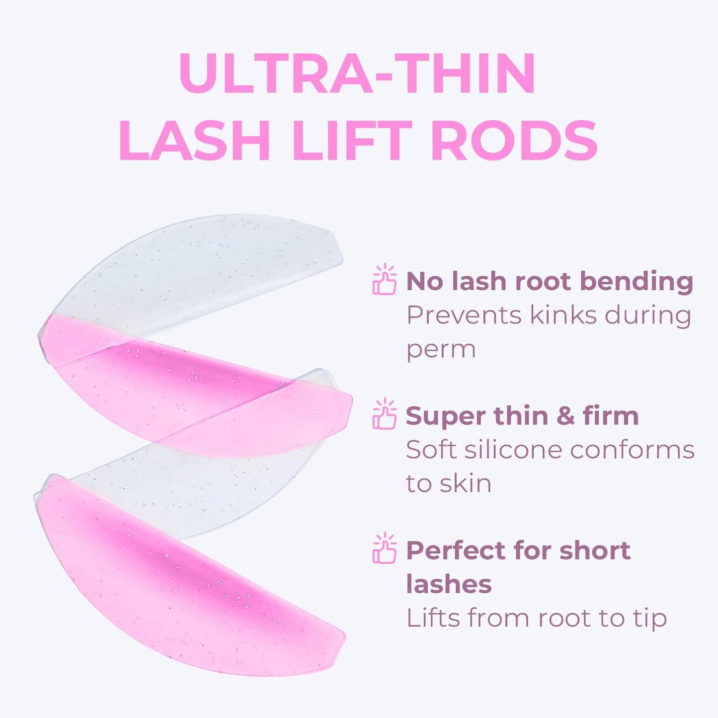 Lash Lift Shields Flat, Lomansa Korean Lash Lift Pads Super Sticky Glueless For NO.1 Perm Soften Lash Lift Rods (Glitter Rose)