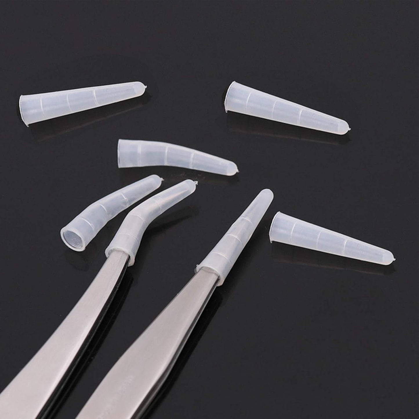 EORTA 50Pcs Soft Silicone Tweezer Tip Covers for Eyelash Tweezer Pusher, to Protect Tips, Transparent
