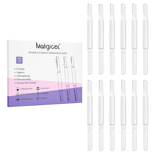 Dermaplane Razor for Women Face & Eyebrow - Dermaplaning Tool for Peach Fuzz Facial Hair Removal,High Precision Blade for Smooth Skin (White, 12 Count)