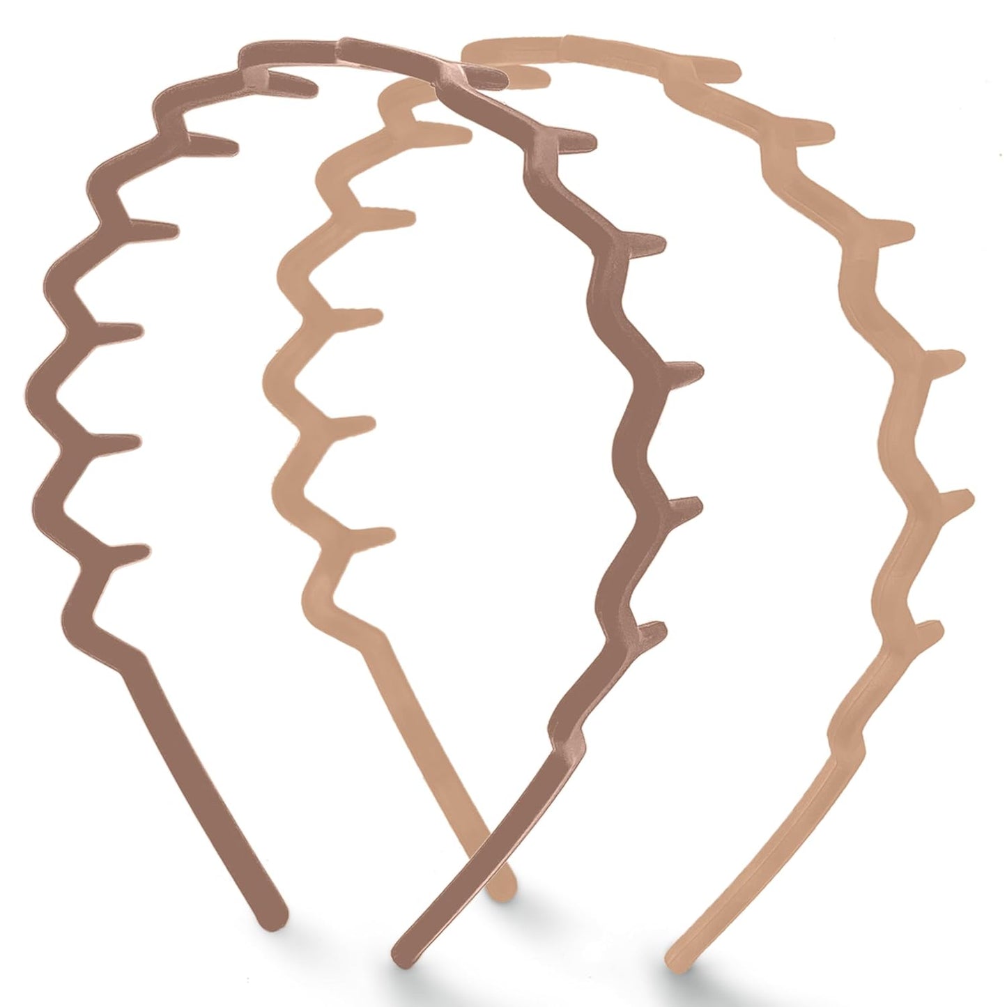 Kitsch Zig Zag Headbands for Women Non Slip – Fashion Accessories for Slicked Back Styles - Comfortable Comb Headband with Teeth | Ideal Gifts for Women - Neutral - 2 pcs