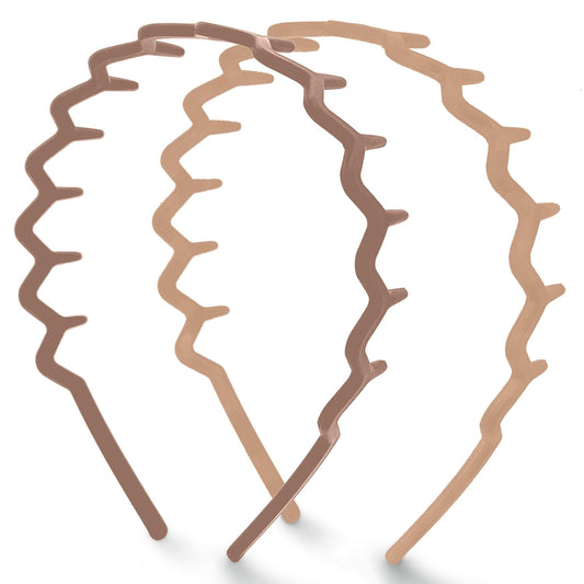 Kitsch Zig Zag Headbands for Women Non Slip – Fashion Accessories for Slicked Back Styles - Comfortable Comb Headband with Teeth | Ideal Gifts for Women - Neutral - 2 pcs