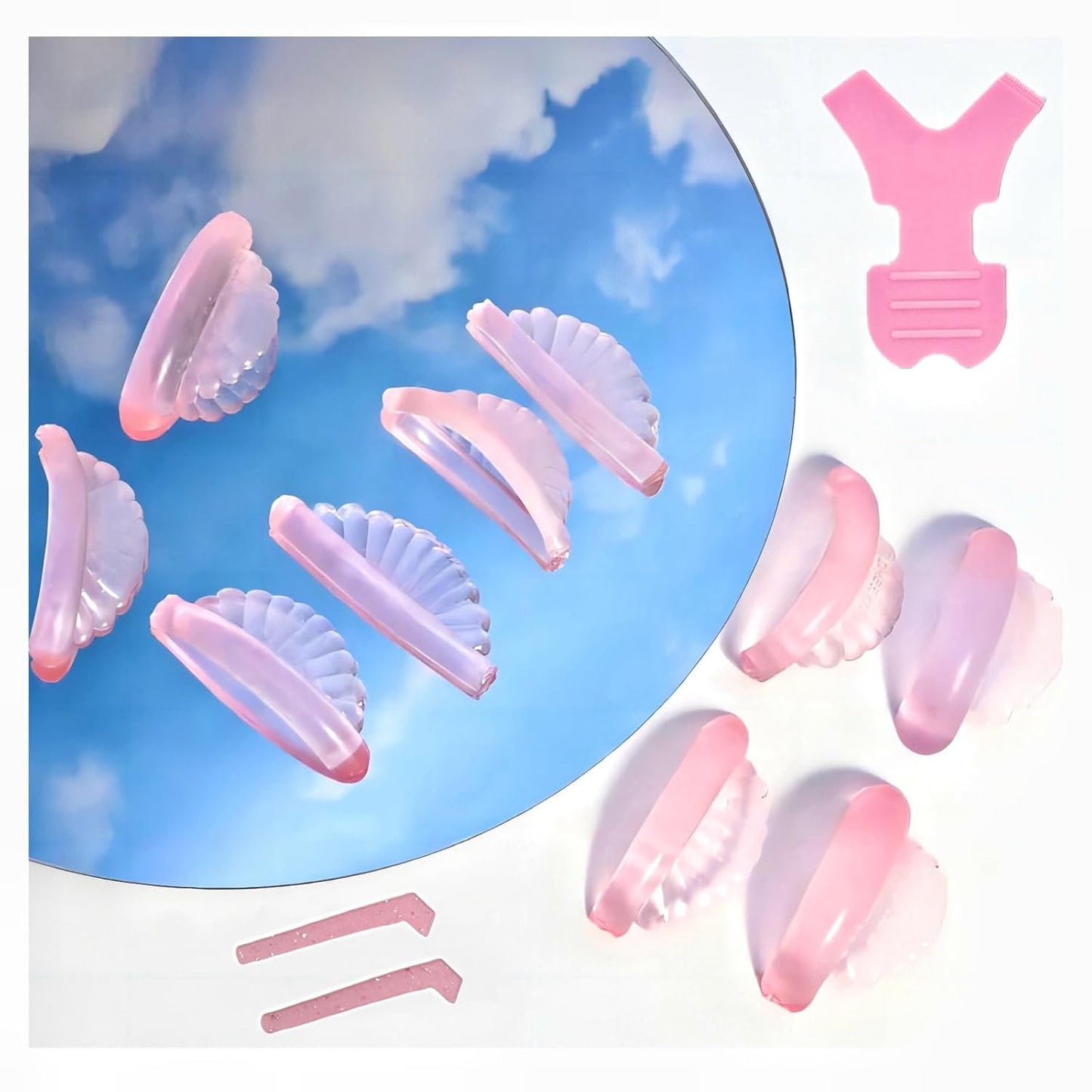 Korean Lash lift Pads Shields 2025 New No glue Eyelash Lifting Shield Self Sticky Lash Perm Rods Lami Lamination Roller U Curler Pad Soft 5 Size Air Bubble Silicone-Light Weight Guard