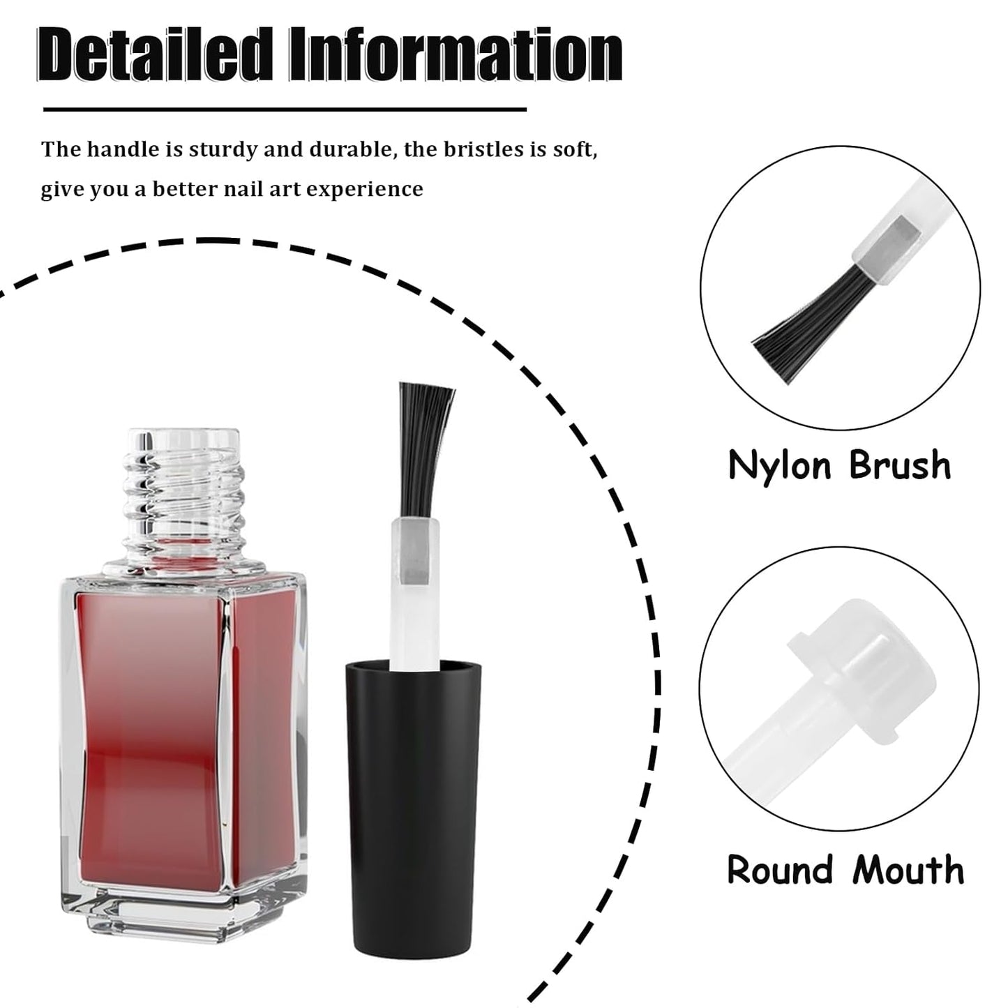 100 Pcs Nail Polish Brush Replacement Kit with Handle Mini Disposable Nail Brushes Dip Replacement Brush Dip Powder Liquid Replacement Soft Bristles Brush Head for Diy Nail Art Salon