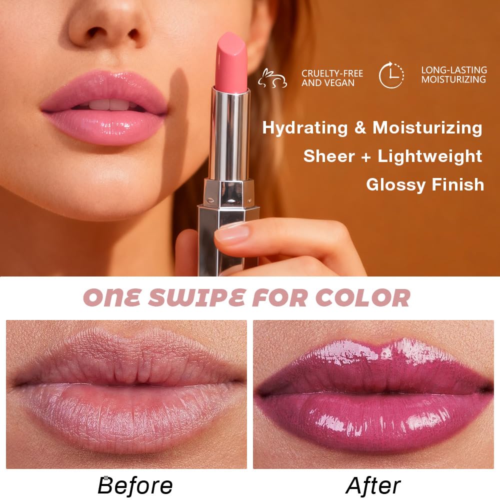 Cherry Honey Lipstick Tinted Lip Balm - Shine Moisturizing Lipstick for Women, Natural Nourishing Hydrating Lip Gloss Stain for Dry Lips, Tint Sheer Lightweight Makeup, Vegan - 1Pc #09 Cherry