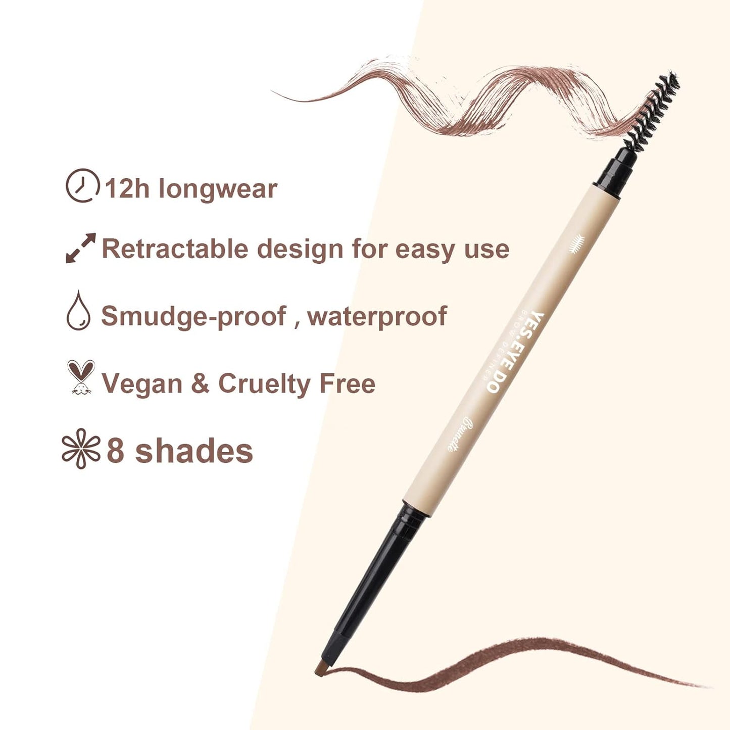 Auburn Eyebrow Pencil, Automatic Red Eyebrow Pen with Brush for Red Hair, Ultra Slim Redish Eyebrow Pencil for Brow Lamination, Water-resistant, Long-lasting, Buildable Pigment, Auburn, YES.EYE DO