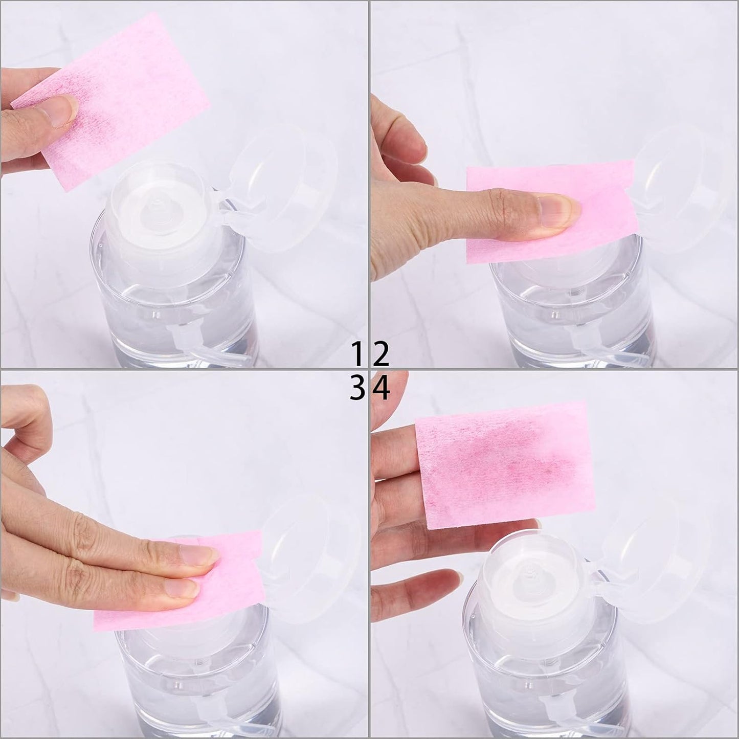 Pack of 3 Nail Polish Remover Pump Empty Dispenser Bottle for Alcohol, Acetone, Nail Polish and Makeup Remover, 150ml(5.10z), Clear Top Cap