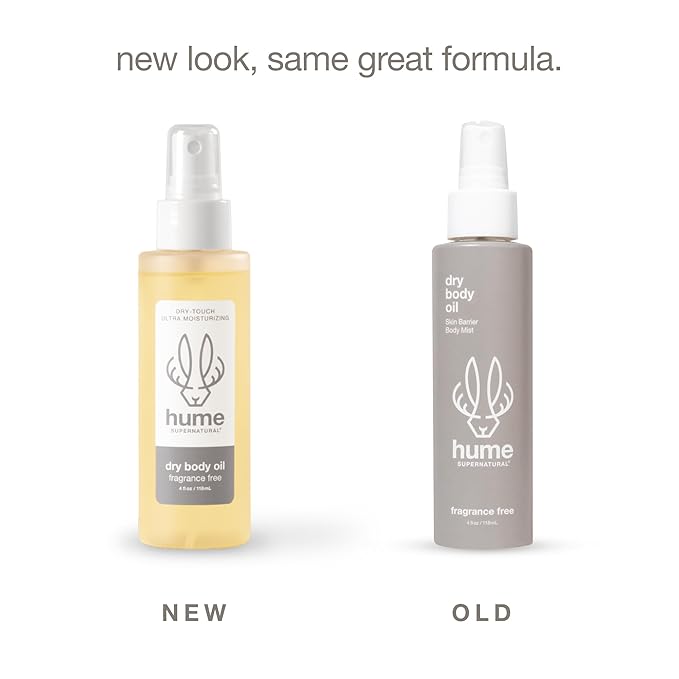 HUME SUPERNATURAL Dry Body Oil Spray - Moisturizing Oil for Dry Skin, After Shower Hydrating Body Oils for Women and Men, Nourishing, Glow, Probiotic, Fragrance Free, 2-Pack
