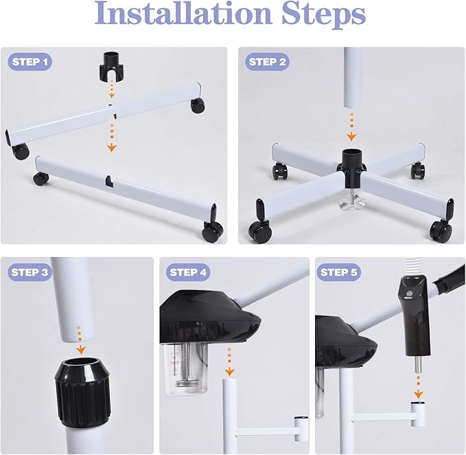 Professional 2 in 1 Facial Steamer on Wheels with 5X Magnifying Lamp and Ozone Facial Steamer for Deep Cleaning, Esthetician Use in Spa, Salon and Home