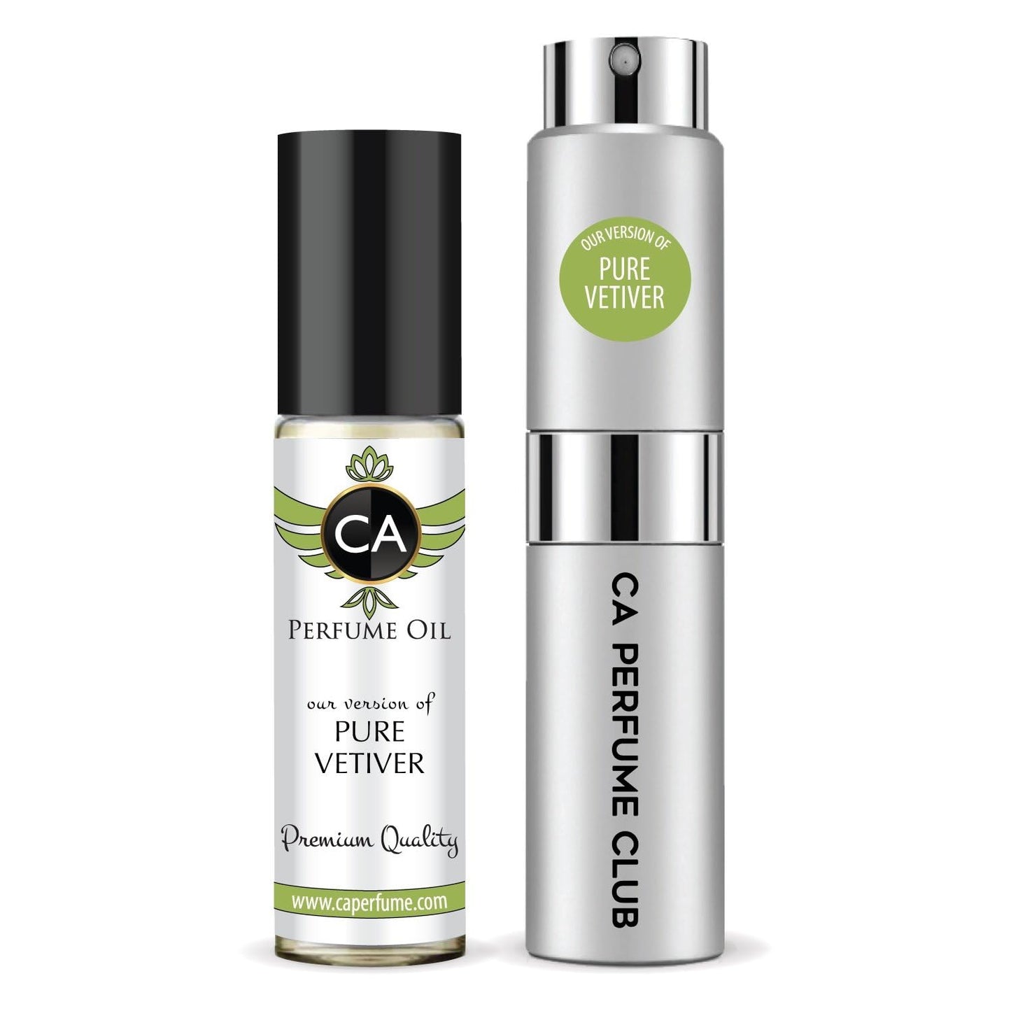 CA Perfume Duo Impression of Pure Vetiver For Men Perfume Layering Set Mens Cologne Long Lasting Travel Size EDP + Body Oil Roll-On Bottle 0.27 Fl Oz+0.33 Fl Oz