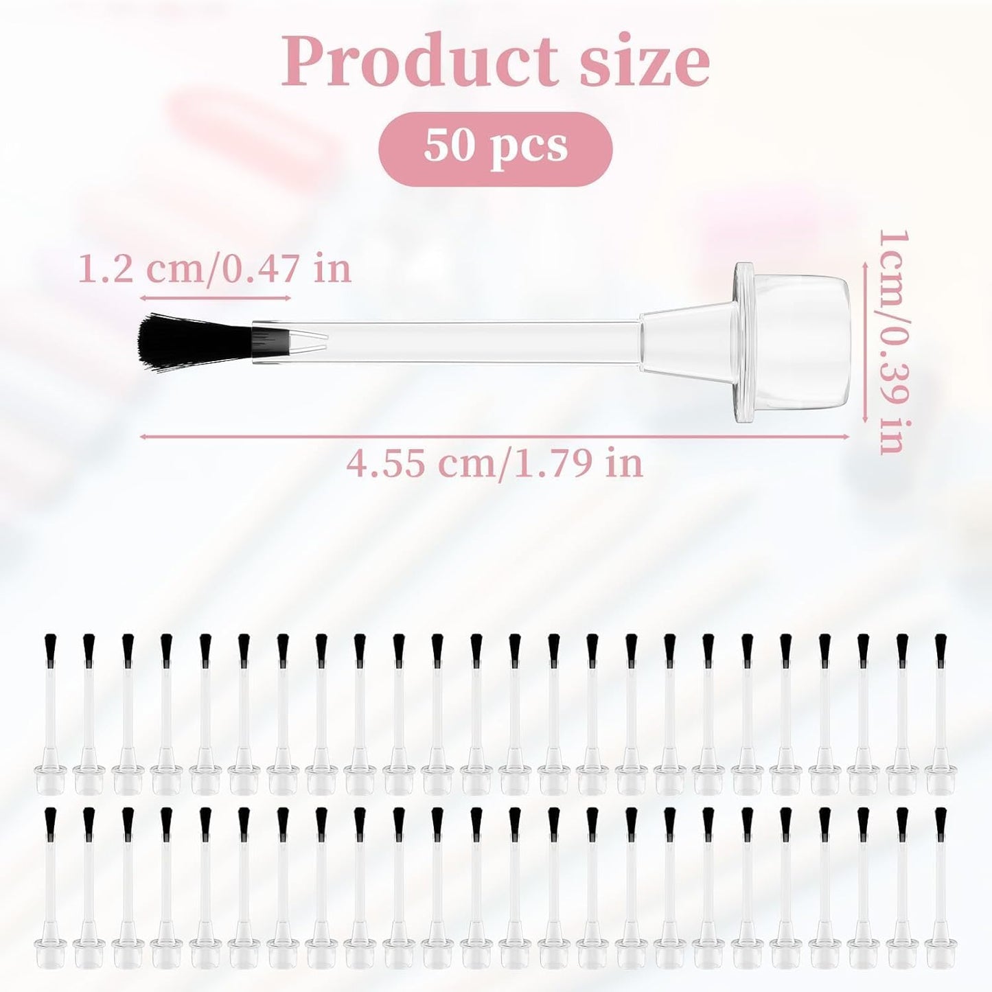 50PCS Disposable Nail Polish Brush, Nail Polish Replacement Brush Art Nail Brush Set with Handle Dip Powder Liquid Replacement Brushes Soft Bristles Nail Brushes