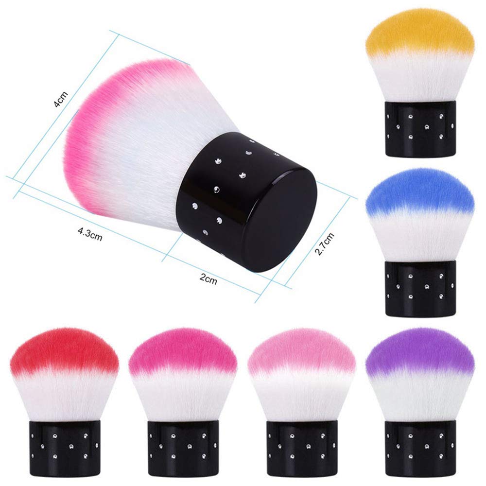 Kalolary 6Pcs Nail Art Dust Brush Remover - Powder Cleaner Kabuki Brushes for Makeup, Blush, and Nail Cleaning - Colorful Cosmetic Tools