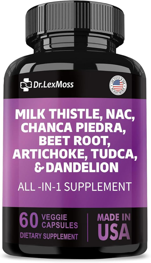 Milk Thistle 3000mg NAC Chanca Piedra 2000mg Artichoke 2000mg Beet 2000mg Dandelion 1000mg, Liver 60 Capsules
