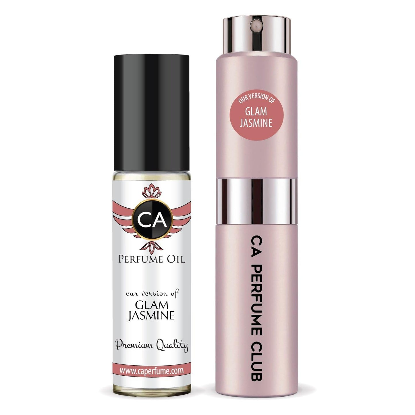 CA Perfume Duo Impression of Glam Jasmine For Women Perfume Layering Set Long Lasting Travel Size EDP + Body Oil Roll-On Bottle 0.27 Fl Oz+0.33 Fl Oz
