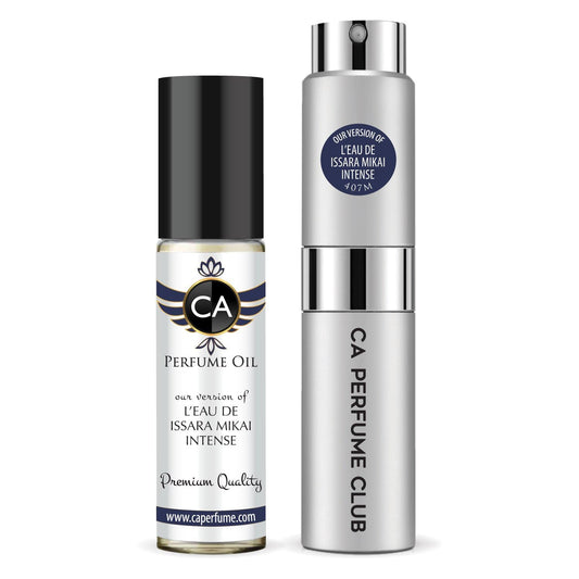 CA Perfume Duo Impression of L'eau De Miyake Intense For Men Perfume Layering Set Mens Cologne Long Lasting Travel Size EDP + Body Oil Roll-On Bottle 0.27 Fl Oz+0.33 Fl Oz