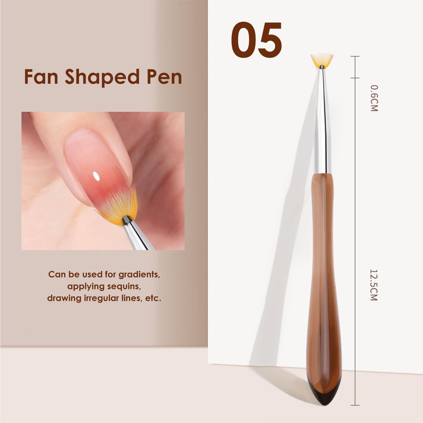 Nail Art Brushes Fan Shaped Pen, Gradient Brush, Nail Drawing Pen For Home DIY Salon Use, 05