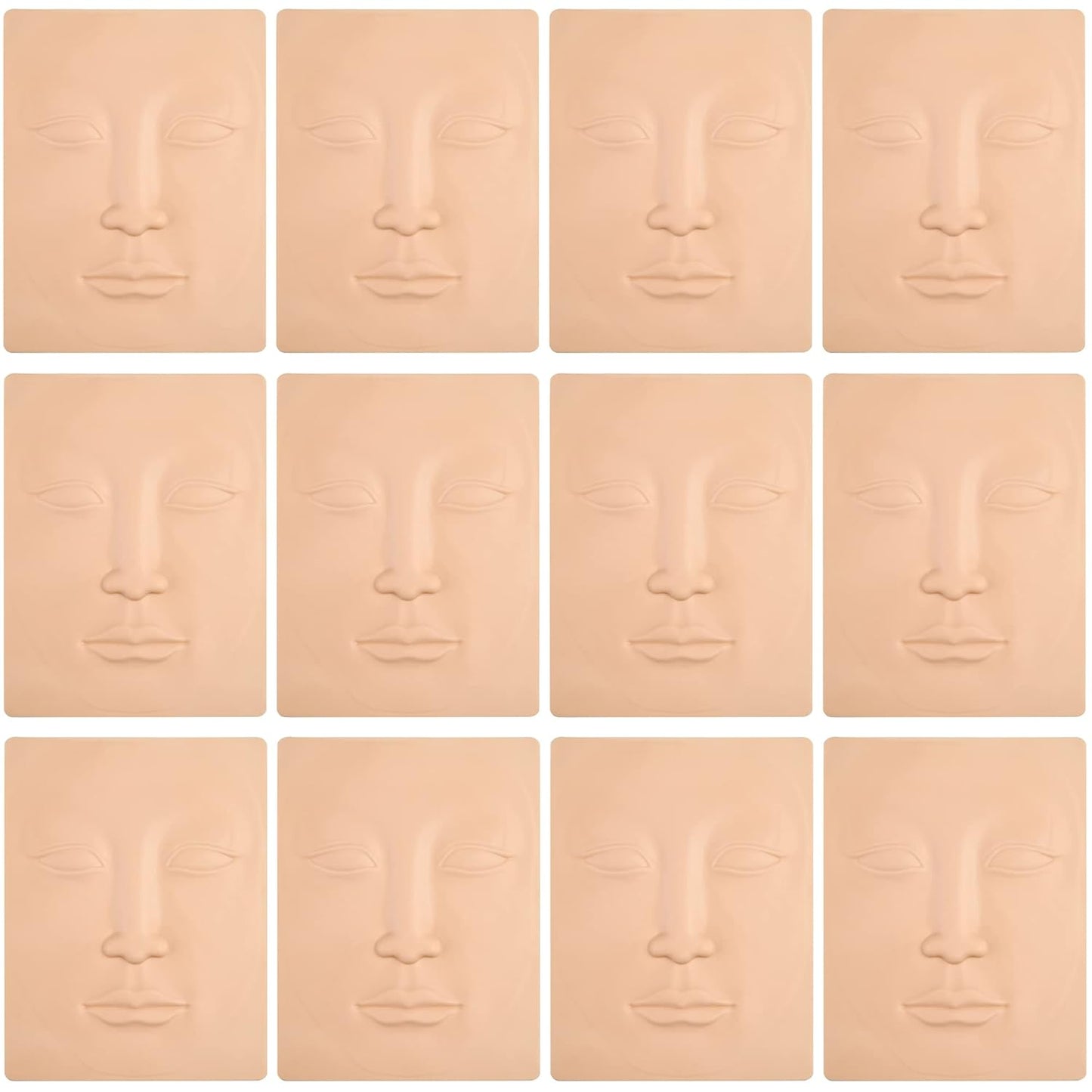 Microblading Practice Skin - 12 Sheets 3D Face Permanent Makeup Tattoo Training for Eyeline, Lip, Eyebrow - Silicone Skin for Face Tattoo Practice