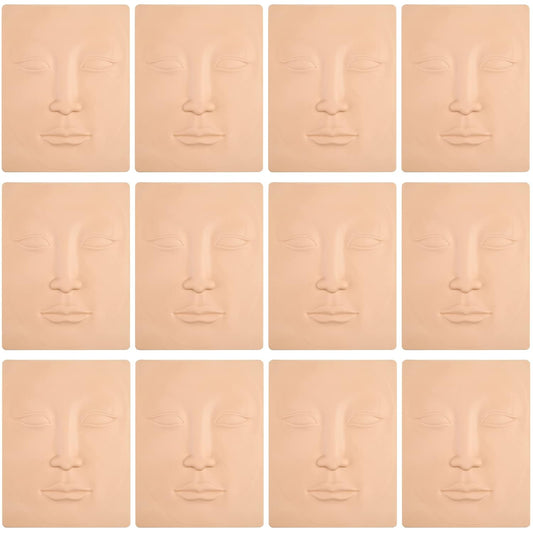 Microblading Practice Skin - 12 Sheets 3D Face Permanent Makeup Tattoo Training for Eyeline, Lip, Eyebrow - Silicone Skin for Face Tattoo Practice