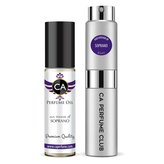 CA Perfume Duo Impression of Soprano For Women And Men Perfume Layering Set Long Lasting Travel Size EDP + Body Oil Roll-On Bottle 0.27 Fl Oz+0.33 Fl Oz