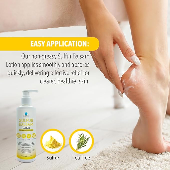 Dr. Robaina Sulfur Balsam Lotion – Daily Moisturizing Lotion for Eczema and Psoriasis Relief – Soothes Redness, Hydrates Sensitive Skin – Natural Ingredients – Made in the USA (Pack of 3)