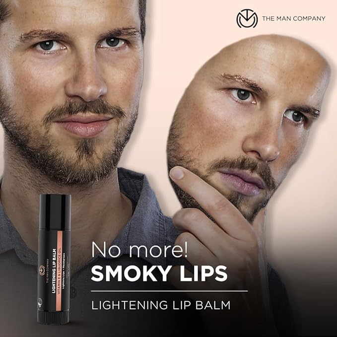 The Man Company Lightening Lip Balm for Men with Vitamin E & Liquorice Oil (0.14 oz), Lightens Darkened Lips, Nourishes, Moisturizes & Hydrates | PABA Free