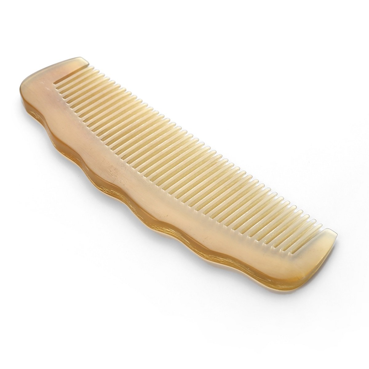 Premium Quality 100% Handmade Anti Static Natural Sheep Horn Comb - Professional Detangling Massage Comb (Wavy)