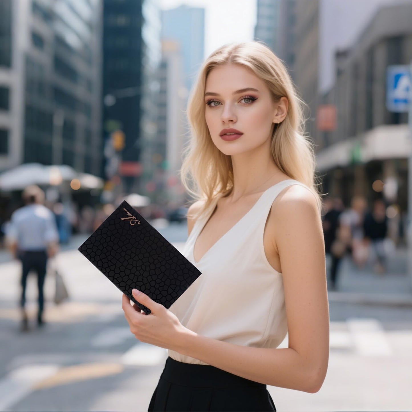 Allwon 2-Layer Book Shaped Magnetic Palette Large Empty Makeup Palette Storage Box for Eyeshadow Lipstick Blush Powder (Black)