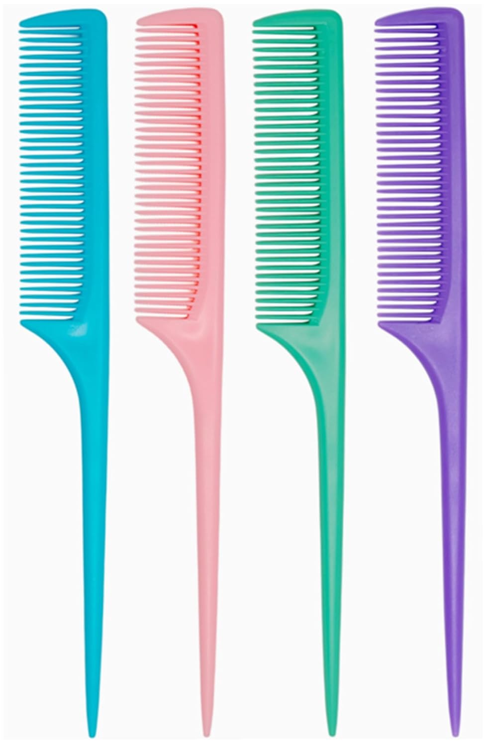 4 Pcs Rattail Combs for Women -Fine Tooth Styling Comb with Ergonomic Handle, Anti-Static Heat-Resistant Professional Hair Parting Tools for Smooth Detangling, Updos & Salon-Perfect Hairstyles.