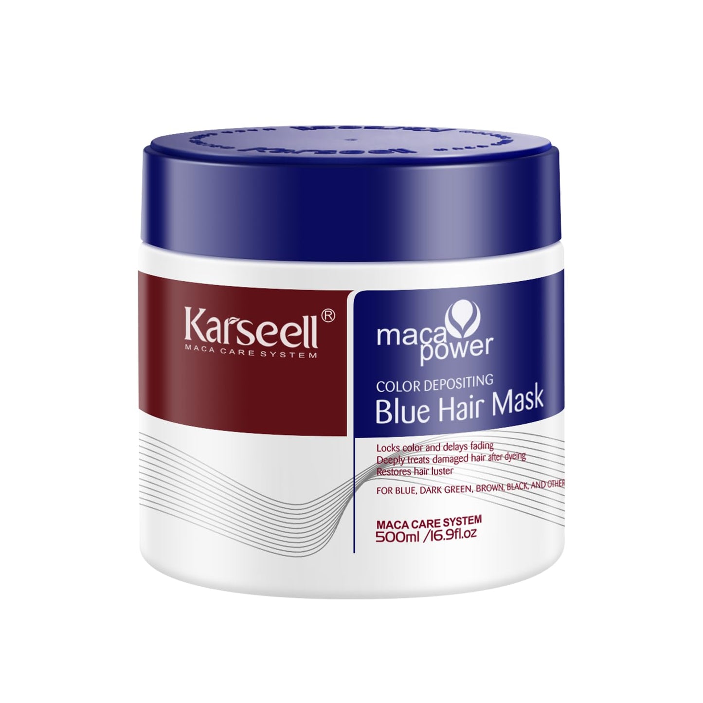Karseell Blue Hair Color Depositing Mask, Deep Conditioner Treatment Intensely Hydrating, Refreshes Color & Tone 500mL