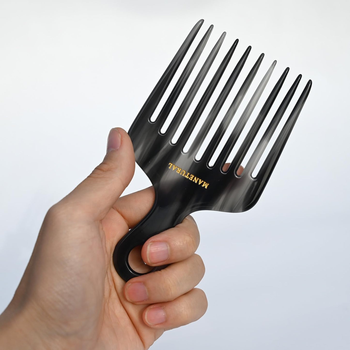 14MX Long-Tooth Comb/Afro Hair Lift Combs for Women's Curls and Men's Beards - Hand-Made, Hand-Crafted Beauty for Effortless Styling (Graphite, 1 PACK)