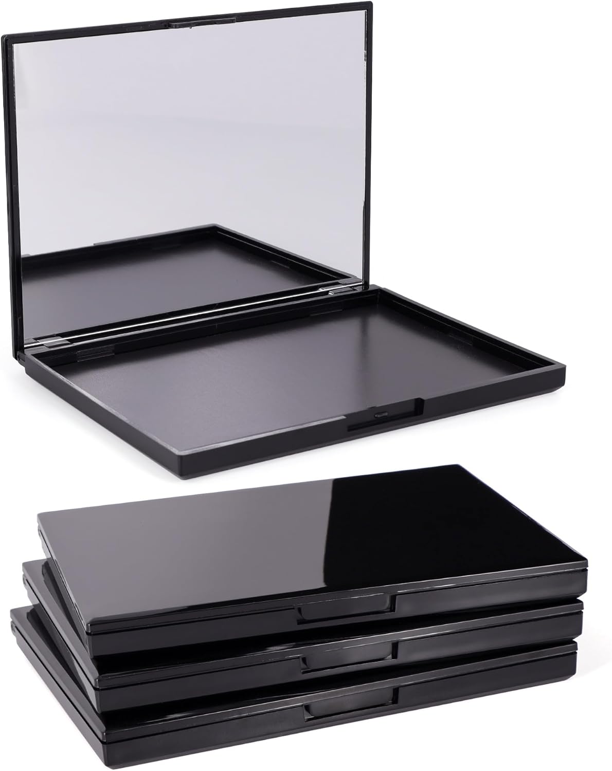 3 Pack Magnetic Makeup Palette with Mirror, Empty Travel Makeup Organizer with 60Pcs Adhesive Metal Stickers For DIY Your Own Powder Palette(Medium Palette - 5.7"x4.3")