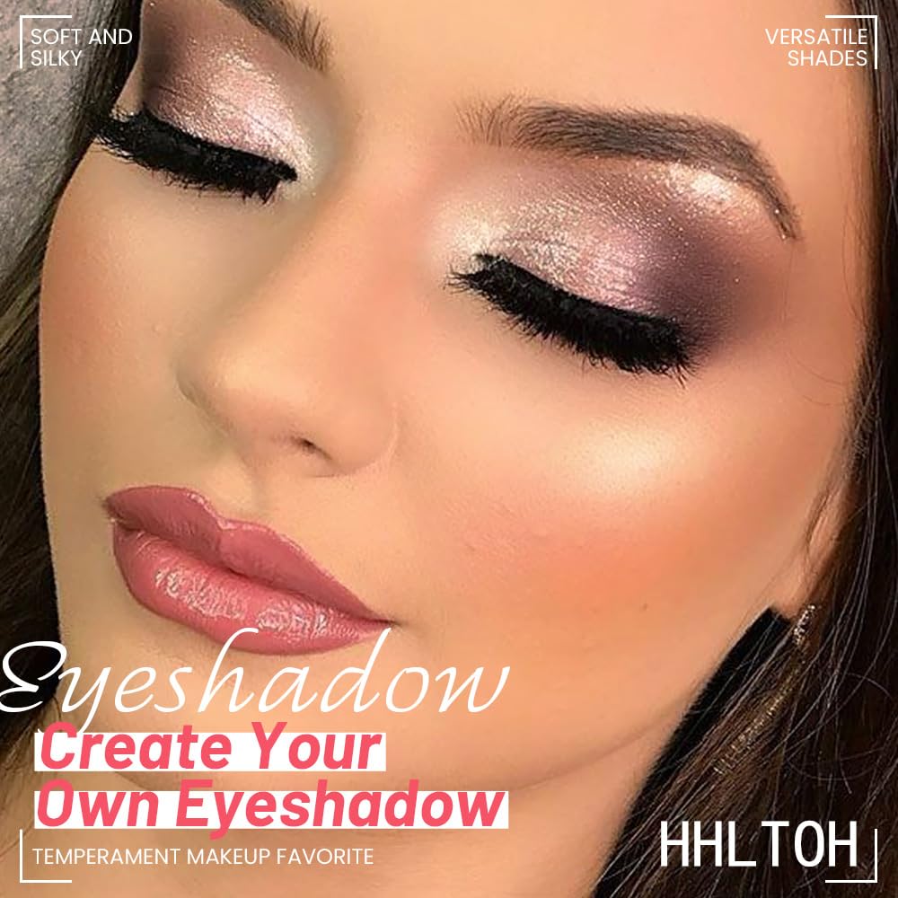 Quads Matte Eye Shadow Powder Makeup Palette - Nudes Brown & Champagne Pink Shimmer Eyeshadow Green Eyes, Long-Lasting Eyeshadow Waterproof Anti-smudge, sombras de ojos, with Built-In Mirror 02