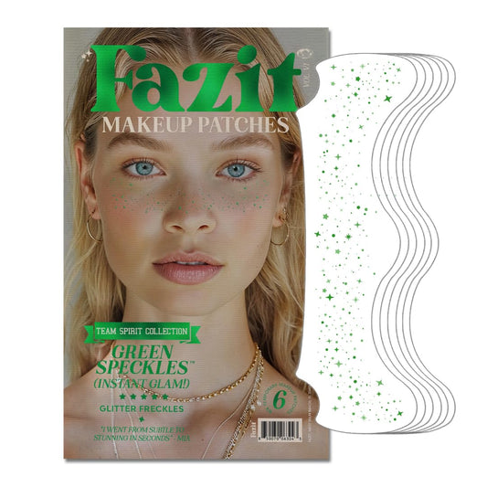 Fazit Makeup Patches - Face Makeup Patches - Beauty Face Makeup - Green Speckles - Waterproof Green Speckles - Temporary Face Green Speckles for Women - 6 Count