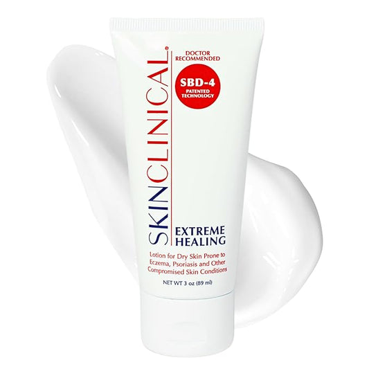 Extreme Healing, Non-Sticky, Fast-Absorbing Lotion For Dry Skin with Eczema and Psoriasis, Fragrance Free Lotion with Patented Ingredient SBD-4, Soothing Relief for Hand and Body, 3 Oz