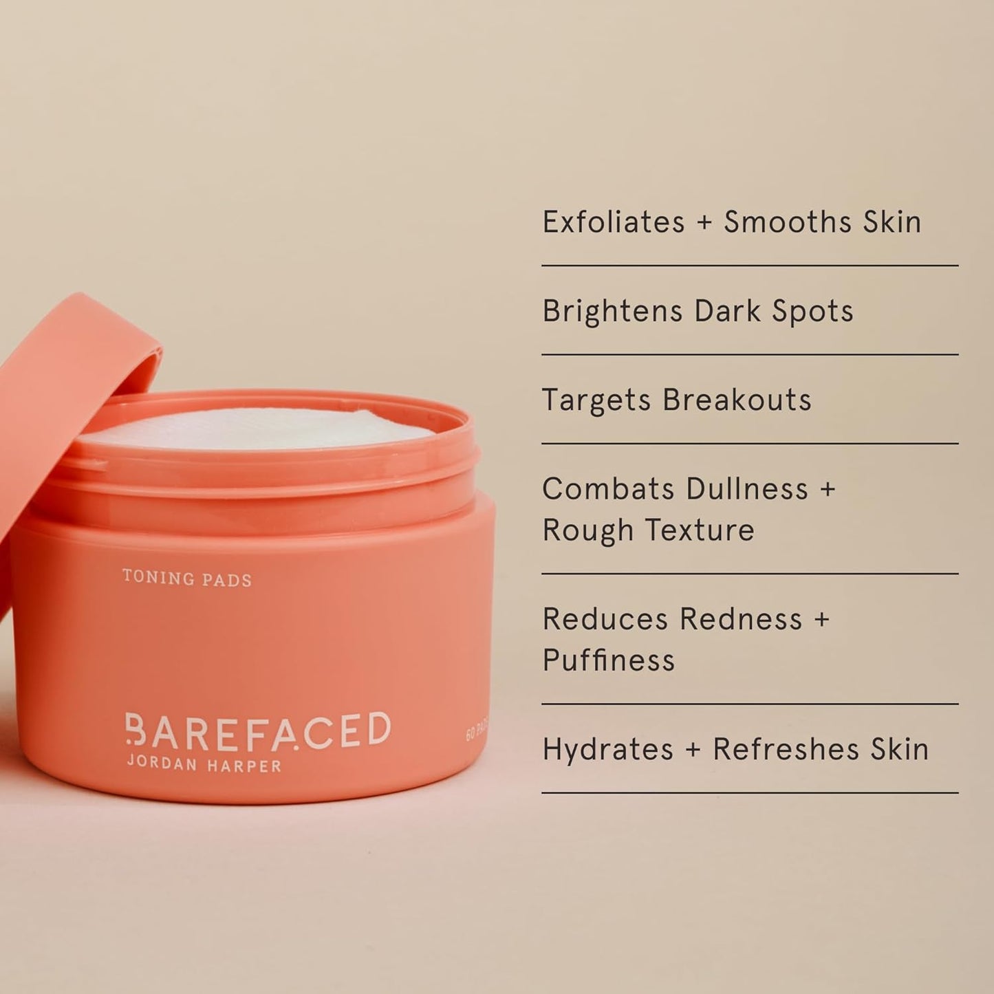 Barefaced Core Four (Retinoid Alternative) - Original Toning Pads, Liquid Gold, Overachiever, Sheer SPF