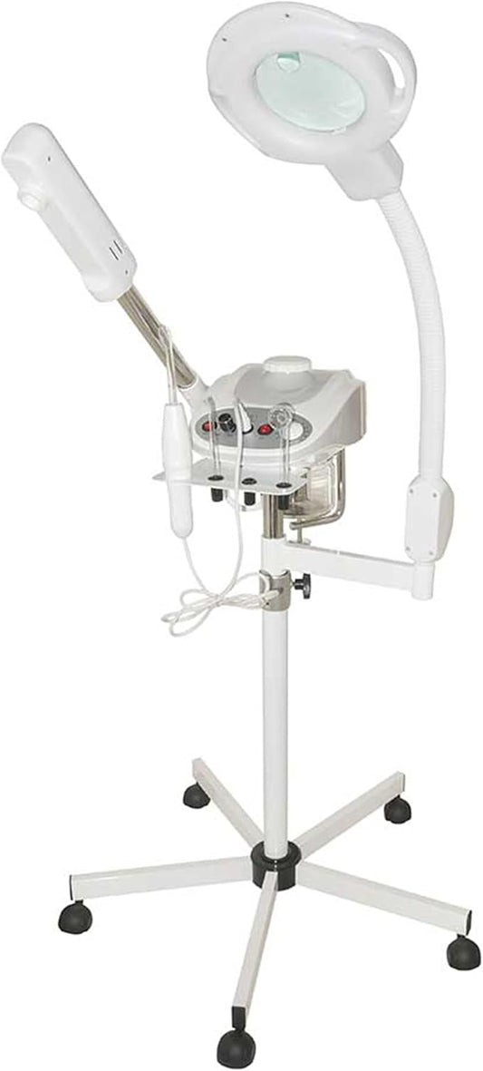 3-in-1 Facial Steamer with High Frequency, 3 Electrodes, 5 Diopter Magnifying Lamp, Silent Timer & Aromatherapy