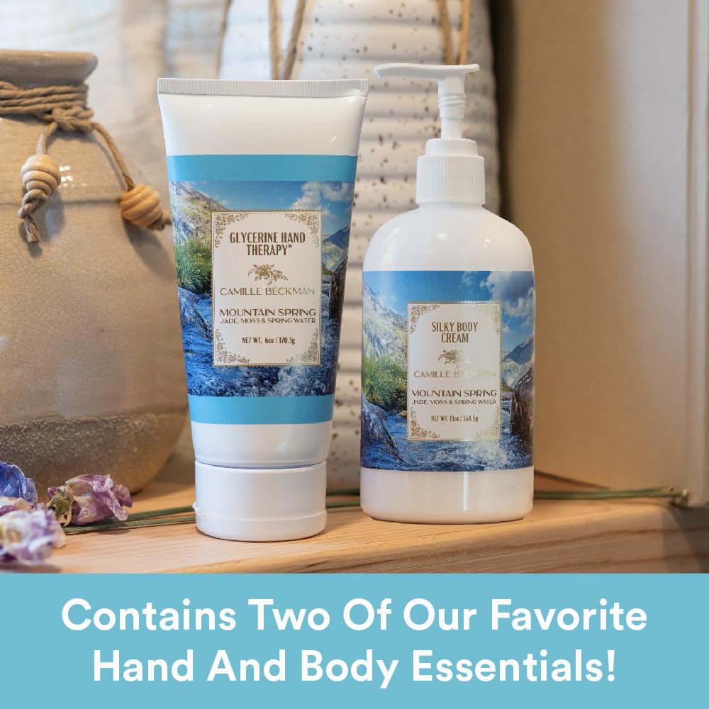 Camille Beckman Hand and Body Duet Set, Silky Body and Glycerine Hand Cream, Mountain Spring