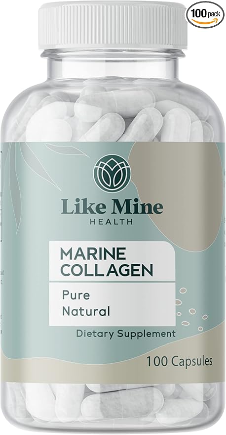 Like Mine Marine Collagen (100 Capsules), No Fillers, Pure & Natural, Bioavailable