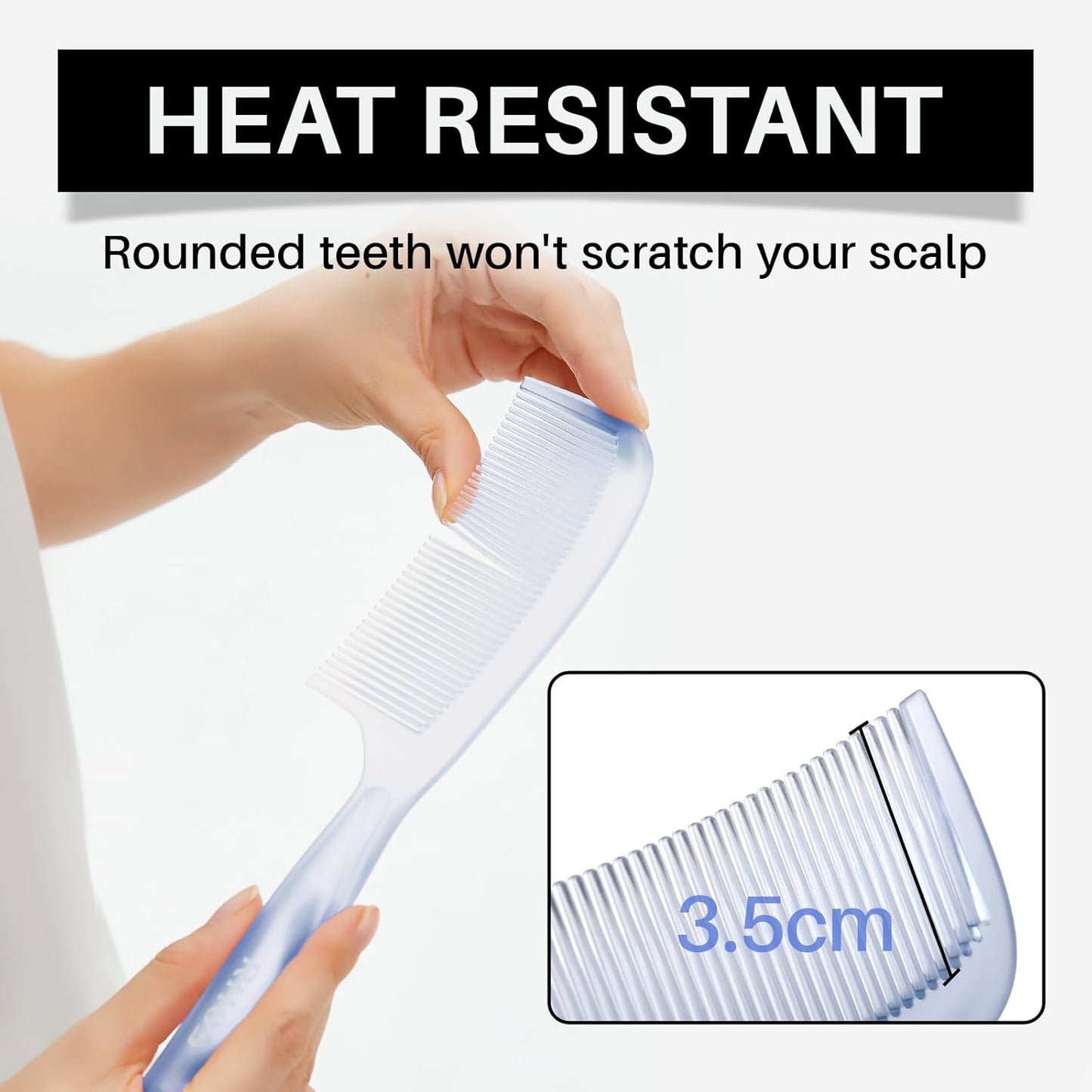 RHOS Detangler Hair Comb for Women and Men-Wide Tooth Comb for Curly,Thick,Wavy,Long Hair,Large Tooth Detangling Comb for Wet and Dry Hair-Styling Essentials Round Handle Hairdressing Comb(Blue)