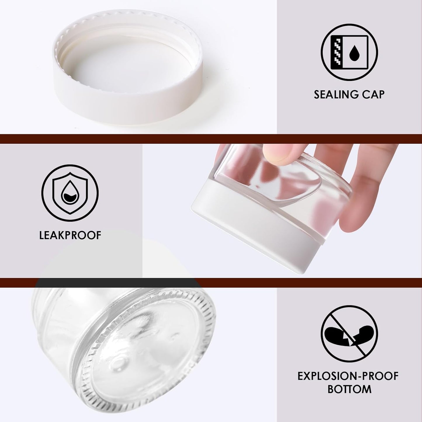 1oz Glass Jar with Lid, Hoa Kinh 25Pack Clear Round Containers Cosmetic Glass Jars with Inner Liners and White Lids Travel Jars for Storing Lip and Body Scrub, Lotion, Body Butter, Bath Salts, Liquid