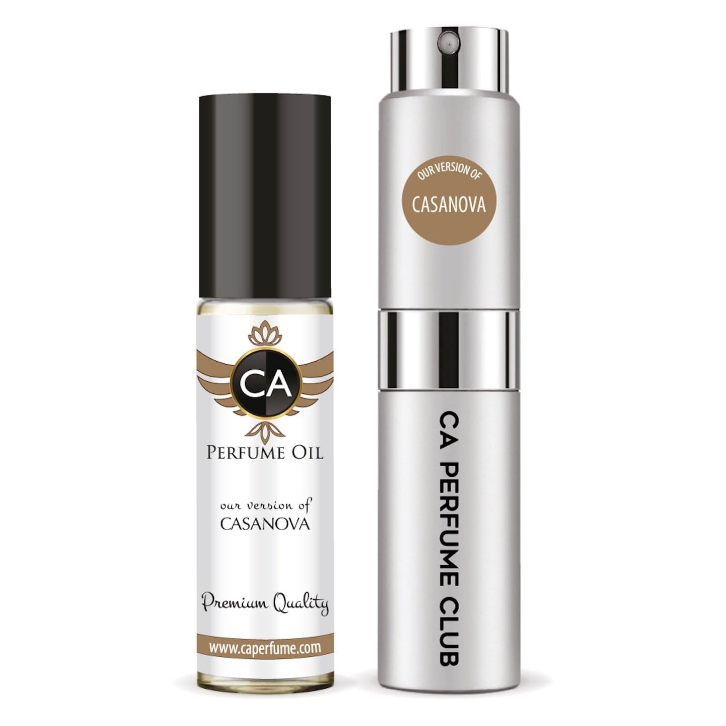 CA Perfume Duo Impression of Casanova For Women And Men Perfume Layering Set Long Lasting Travel Size EDP + Body Oil Roll-On Bottle 0.27 Fl Oz+0.33 Fl Oz