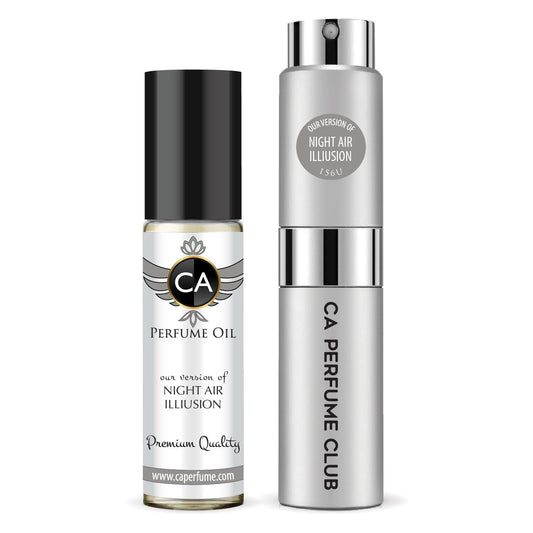 CA Perfume Duo Impression of Night Air Illusion For Women And Men Perfume Layering Set Long Lasting Travel Size EDP + Body Oil Roll-On Bottle 0.27 Fl Oz+0.33 Fl Oz