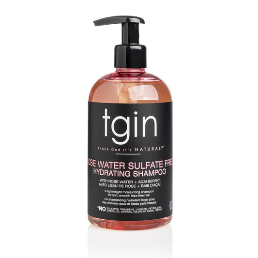 Thank God It's Natural tgin Rose Water Sulfate-Free Hydrating Shampoo for Curly, Coily and Wavy Hair, with Rose Water and Acai Berry, Moisturizes Low Porosity Hair, 13 oz