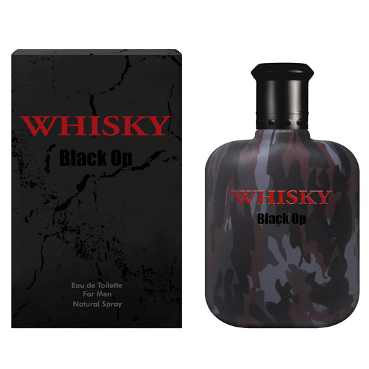 WHISKY BLACK OP Eau de Toilette for Men – Bold and Mysterious Scent with Apple, Pepper and Patchouli – For the Fearless Man – Camouflage Bottle – Made in France by EVAFLORPARIS – 3.4 Fl Oz