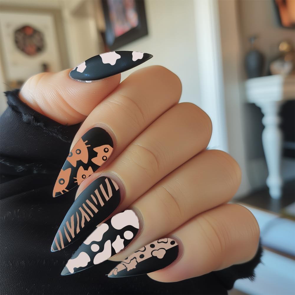 3Pcs Cute Animals Nail Stamping Plate Set Cat Puppy Butterfly Nail Stamp Templates Zebra Cow Texture Metal Reusable Tools with Stamper Scraper for Manicure Printing