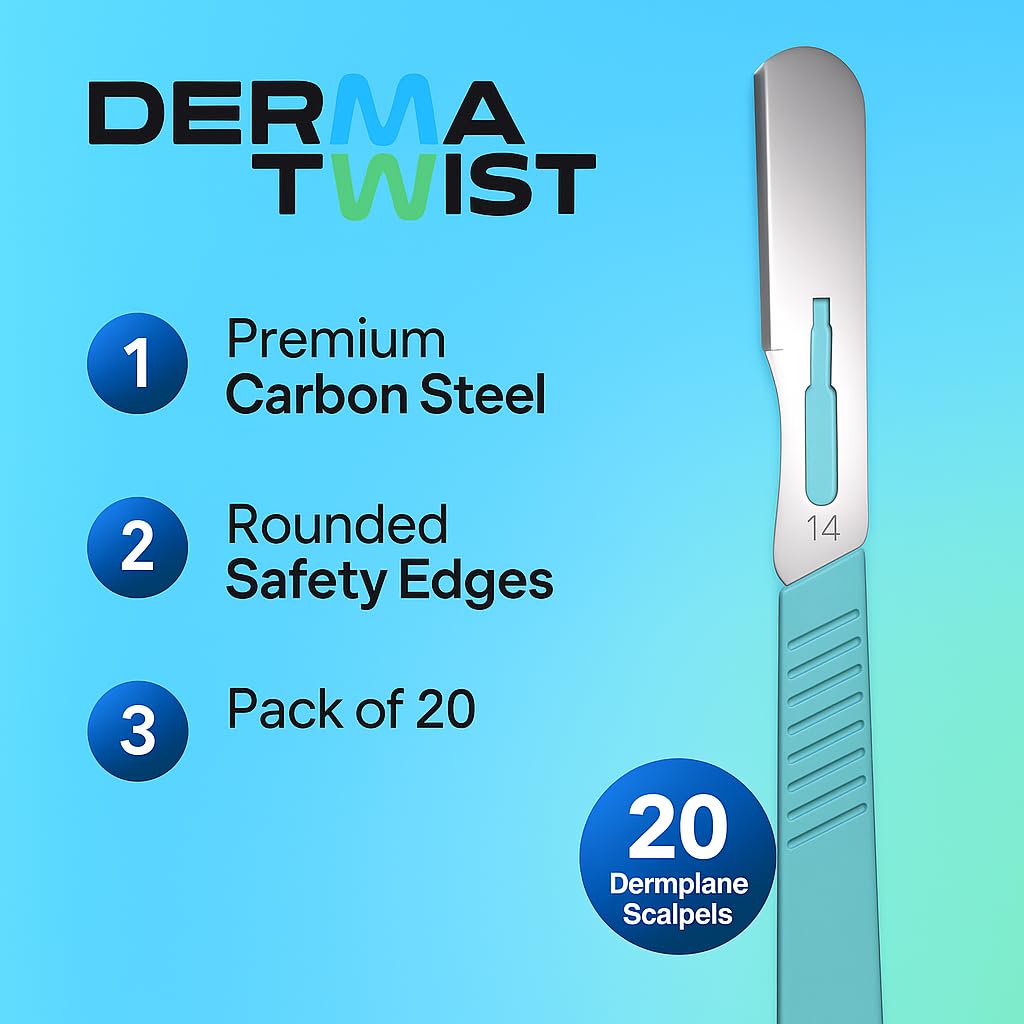 DermaTwist Dermaplane Razor for Women Face – 20-Pack Sterile Disposable Dermaplane Scalpels Facial Razors for Women Face Dermaplaning Professional Face Shaver (14R)