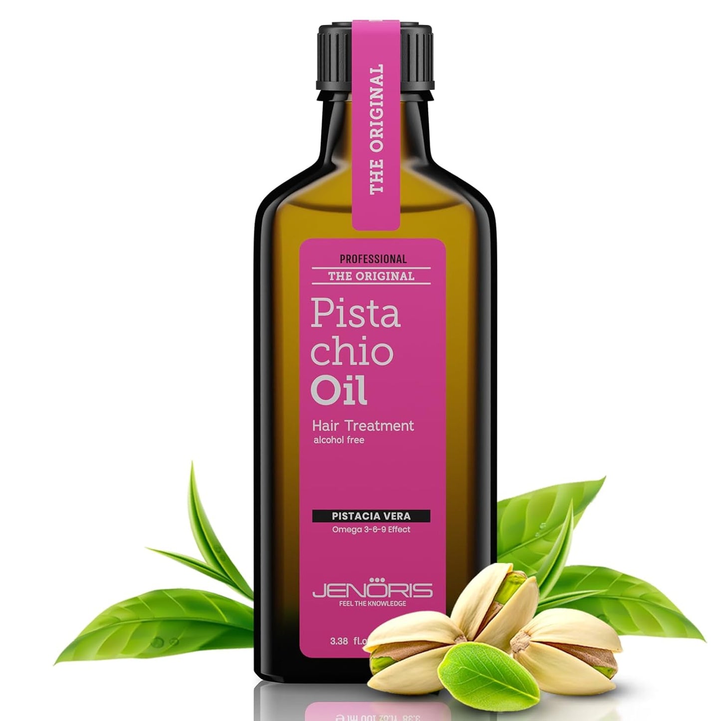 Jenoris Pistachio Oil Hair Serum for Frizzy and Damaged Hair, Lightweight Hair Oil for Dry Hair with Omega 3-6-9 Complex, Anti-Frizz Hair Serum for Shine, Hydration & Split-End Treatment, 3.38 fl.oz